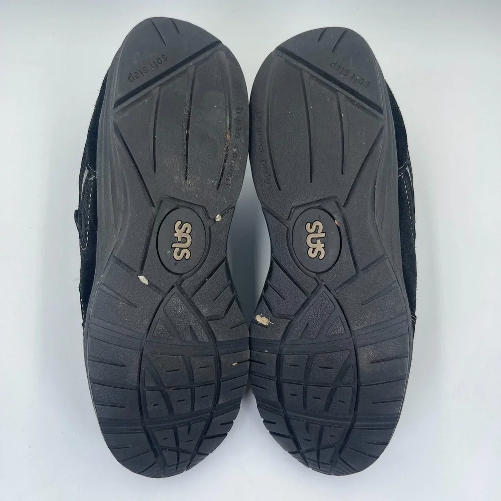 SAS JV Men's 12S Black Leather Mesh Walking Shoes Tripad Comfort